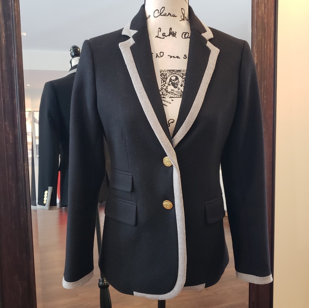 J. Crew Hacking black & gray wool blazer/jacket